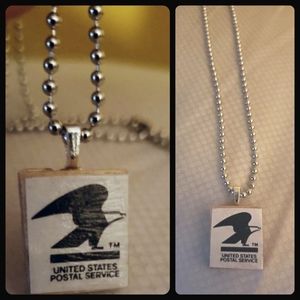 USPS Vintage Logo Scrabble Tile Necklace